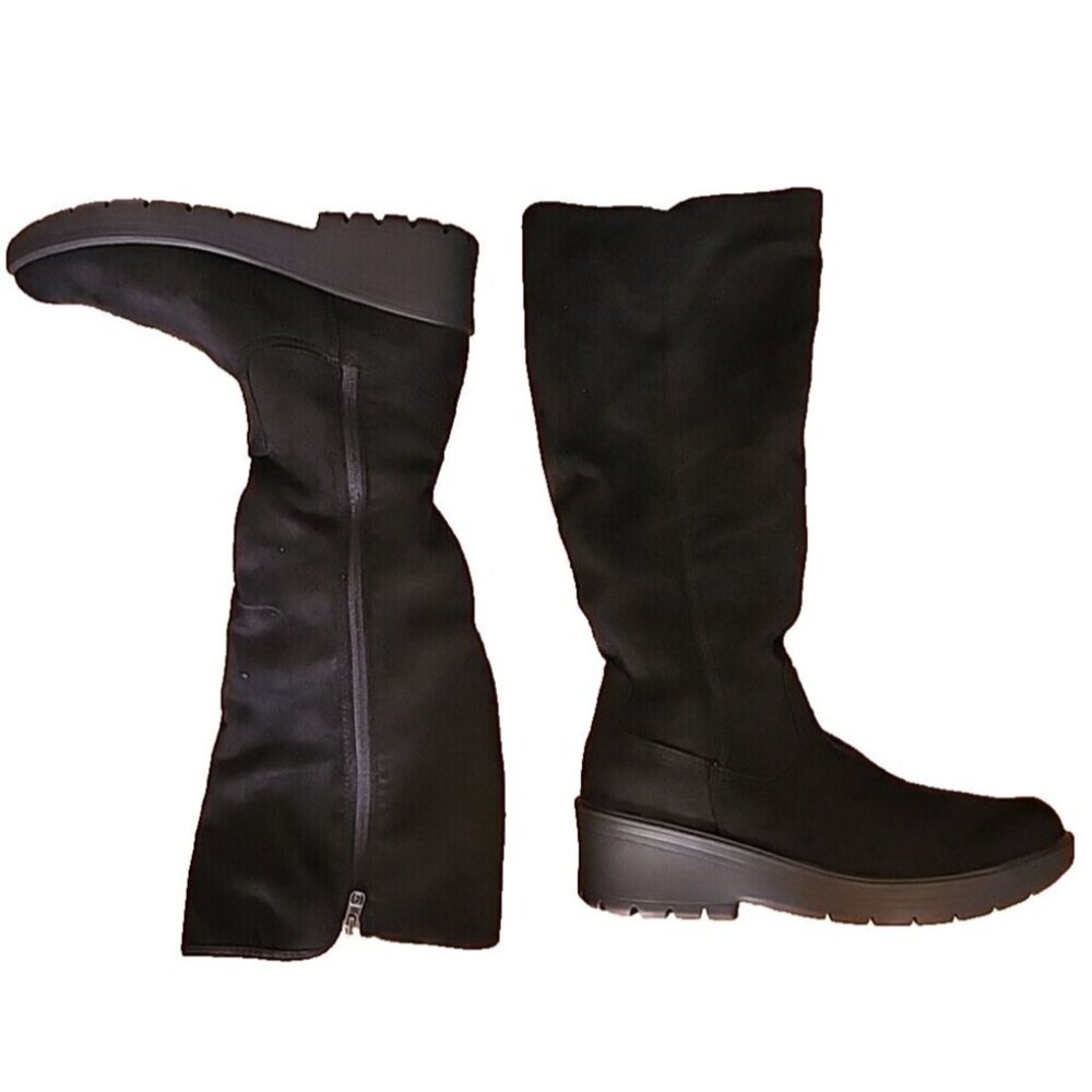 9.5M Bzees Brandy Boots Knee High Black Womens Zip Washable Soft Sueded Fabric - Picture 2 of 10